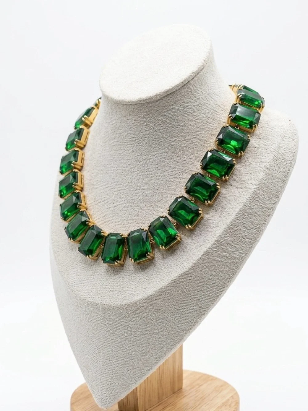 Bold Emerald Green Gemstone Statement Necklace